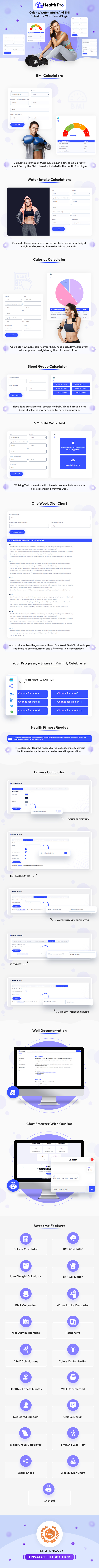 Health Pro - Calorie, Water Intake, BMI Calculator with Chatbot Assistant WordPress Plugin - 2